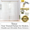best curtain rods best curtain rods, Elegant white sheer curtains hanging on a gold curtain rod with arrow finials in a bedroom. Overlay text highlights: ‘Premium quality guaranteed—Texce, your trusted partner for modern, durable, and affordable home décor solutions