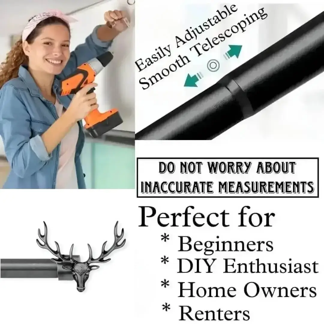 black adjustable curtain rod
