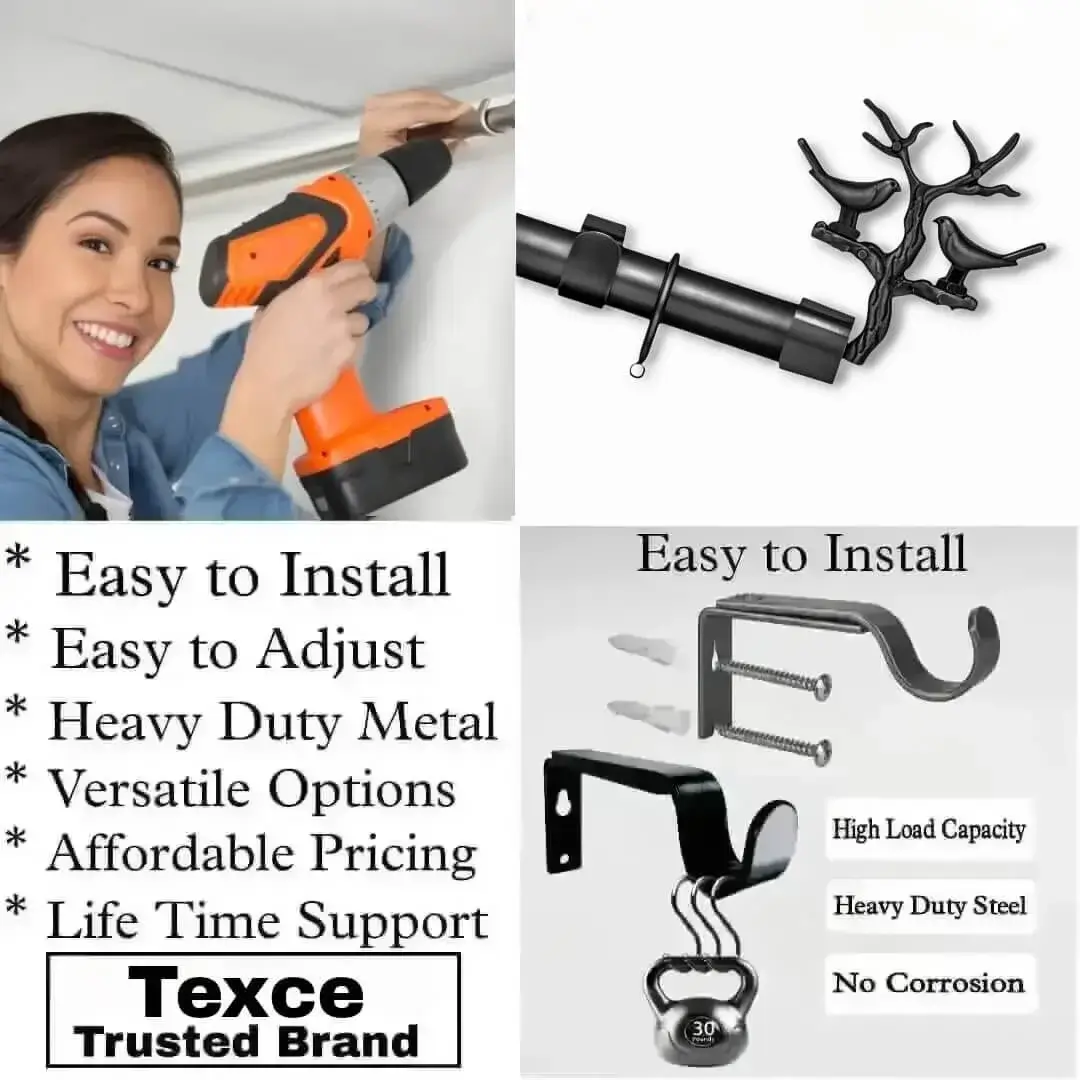 black curtain rods with brackets