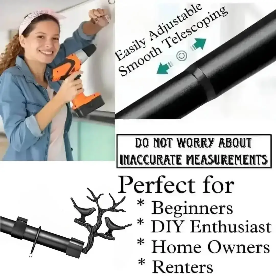 black extendable curtain rods