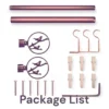 complete curtain rod set complete curtain pole set, Complete curtain rods kit displayed with package contents: 2 decorative bird finials, 3 heavy-duty brackets, 2 adjustable rods, wall anchors, and screws. Text overlay highlights 'Package List'—everything needed for professional installation