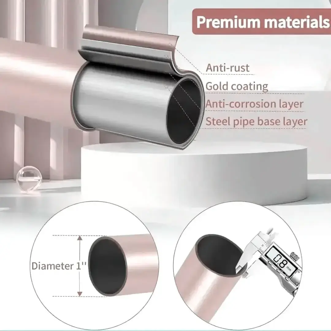 Metal curtain rod pole with anti-rust coating, 0.8mm thickness and 1-inch diameter - built for strength and durability
