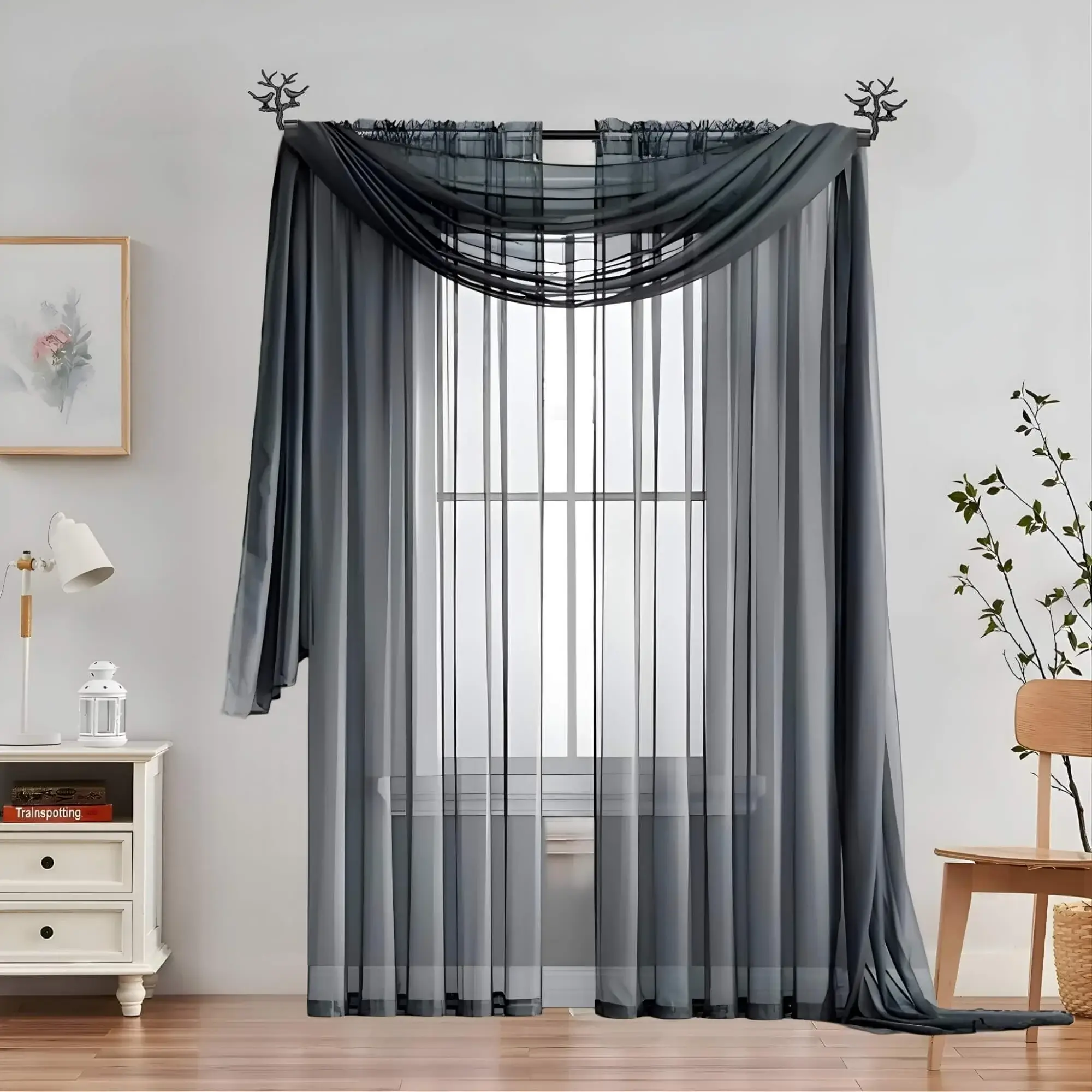 valance curtains, transparent curtains