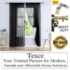 best curtains Elegant black sheer curtains hanging on a heavy-duty antique curtain rod with bird motif finials. Overlay text highlights: ‘best quality guaranteed—Texce, your trusted partner for modern, durable, and affordable home décor solutions