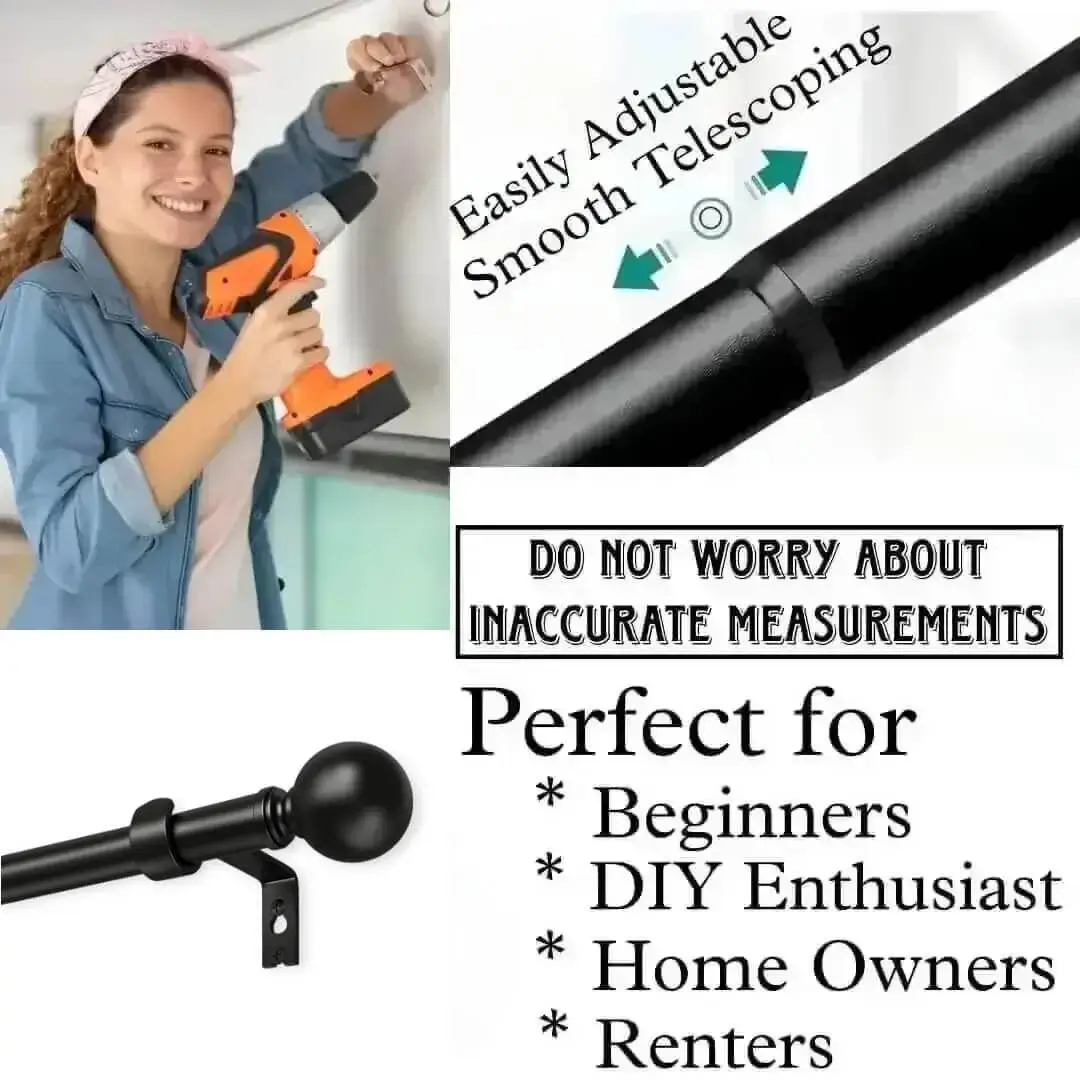 black adjustable curtain rod