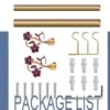 curtain accessories Complete gold curtain rod set displayed with package contents: 2 decorative finials, 3 heavy-duty brackets, 2 adjustable rods, wall anchors, and screws. Text overlay highlights 'Package List'—everything needed for professional installation
