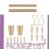 curtain rail and brackets curtain rods and accessories, curtain rail and brackets, Complete curtain rods kit displayed with package contents: 2 decorative gold finials, 3 heavy-duty brackets, 2 adjustable rods, wall anchors, and screws. Text overlay highlights 'Package List'—everything needed for professional installation