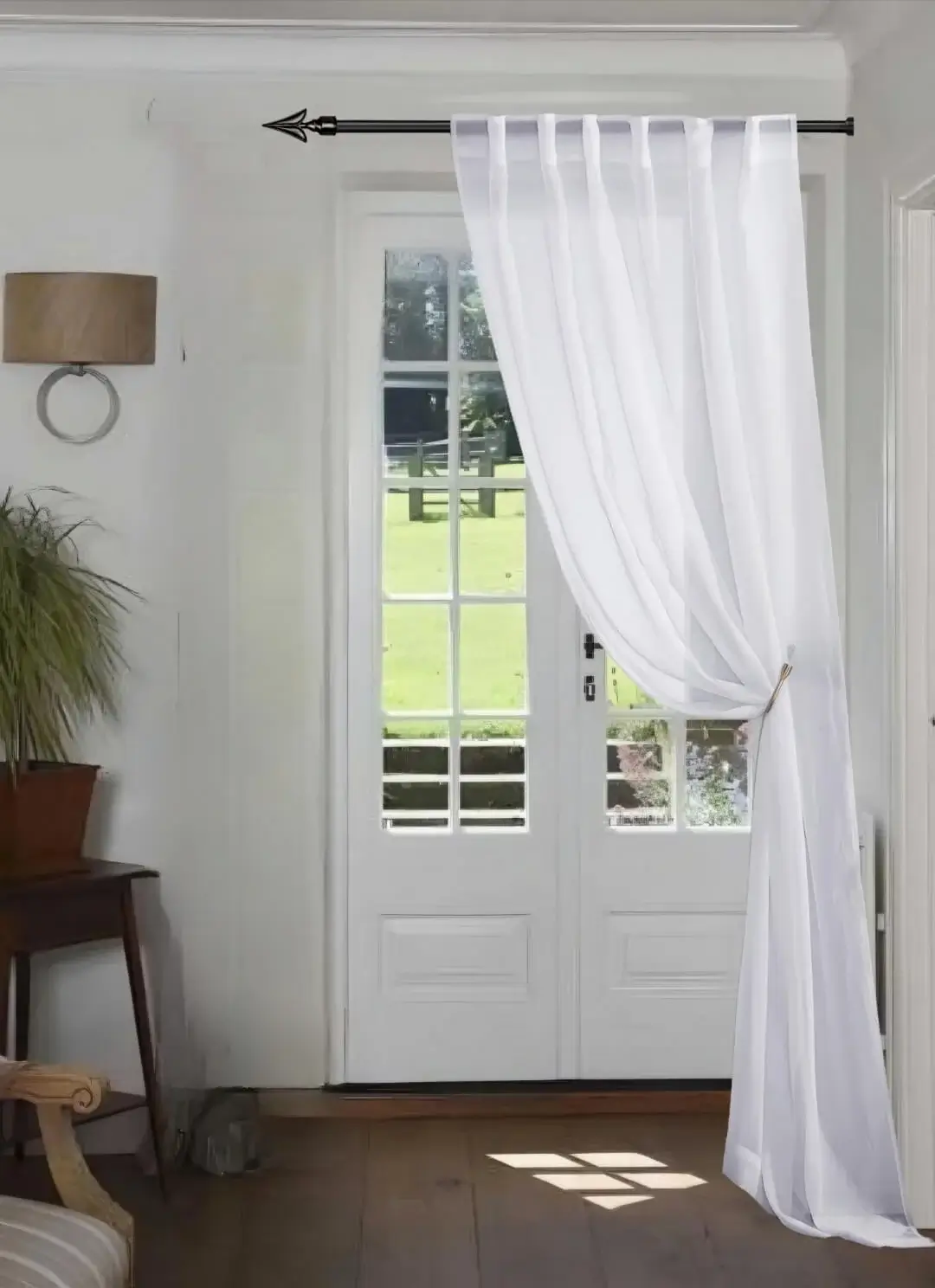 curtain rod next to wall
