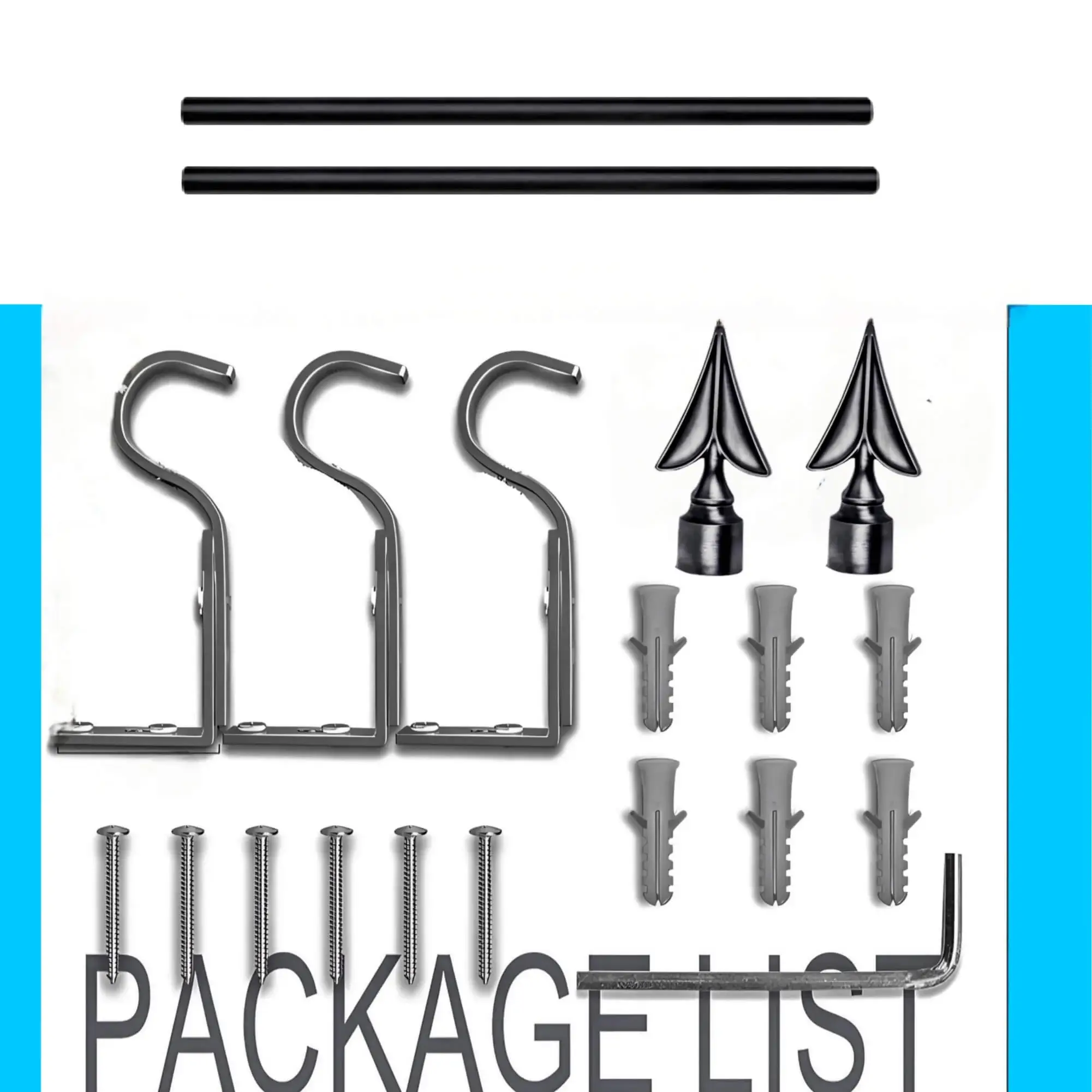 curtain rods with brackets full set