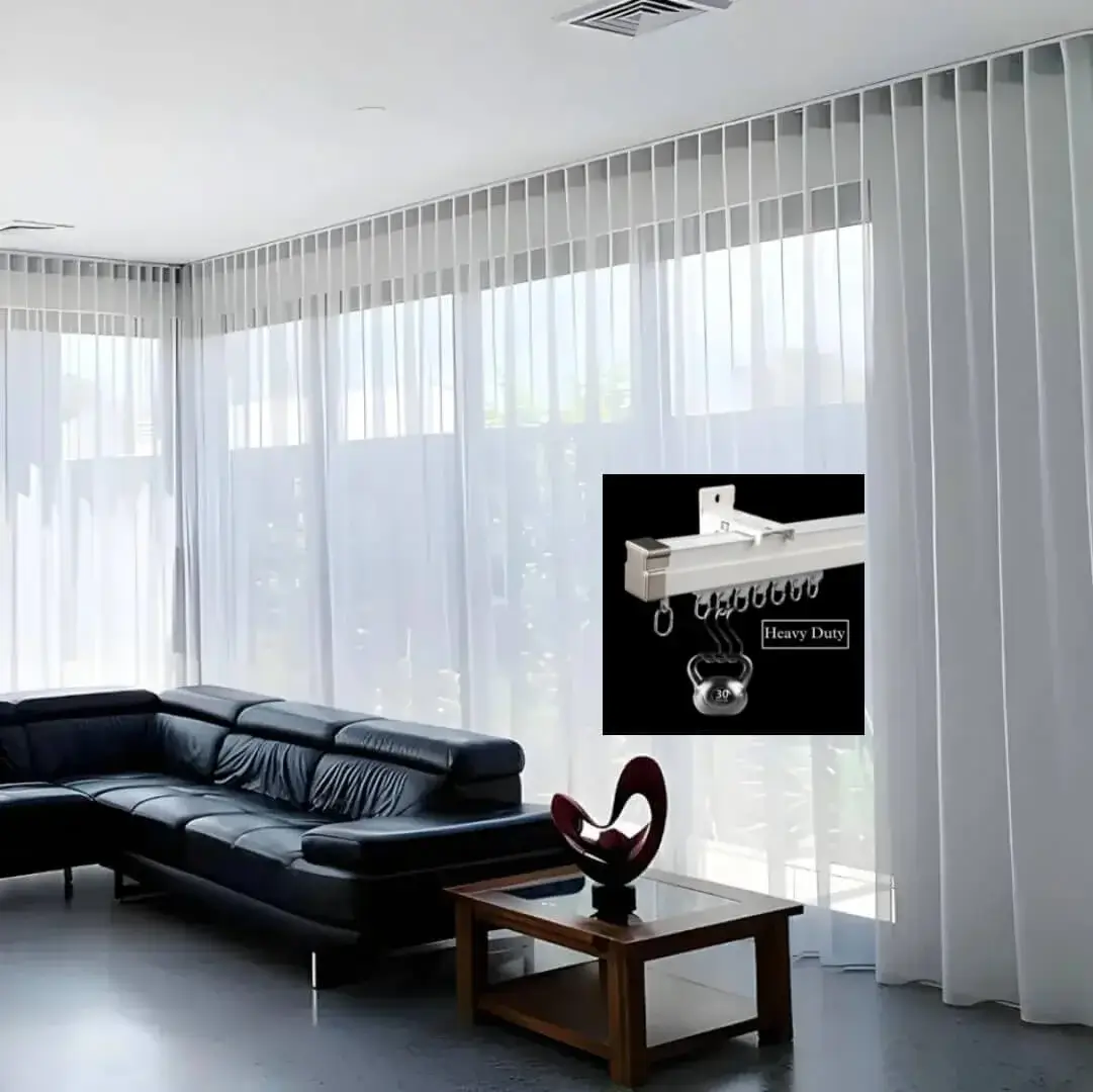 curtain track for living room, curtain track for dining rooms, ceiling mounted curtain track, elegant sheer curtains hanging on a ceiling mount curtain track in a living room creating an inviting ambiance.