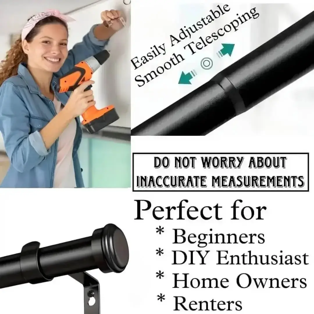extendable black curtain rod
