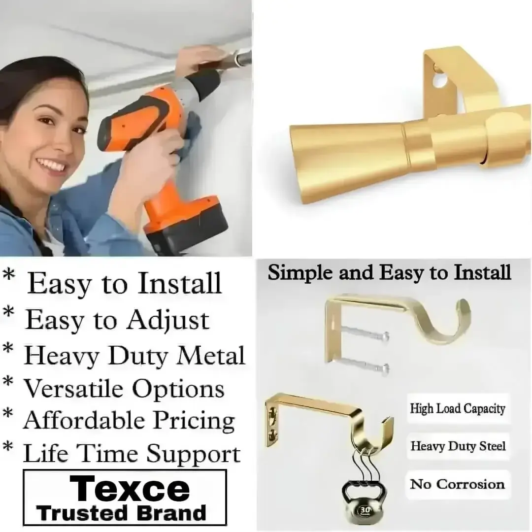 gold curtain pole with mounting brackets