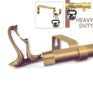 gold curtain rod with brackets, Three-panel luxury gold curtain rod showcase: (1) Decorative bird finials and brackets (elegant close-up), (2) Rod stress-tested with heavy weights (no bending), (3) Bracket load test—proving both opulent design and industrial strength for flawless performance