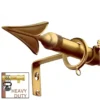 gold heavy duty curtain rod Two-panel product display: (1) Luxurious gold curtain rod with elegant finish, and (2) gold rod holding 25 lbs of weight—demonstrating its anti-sag, heavy-duty construction for flawless long-term performance