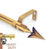 gold heavy duty curtain rod Two-panel product display: (1) Luxurious gold curtain rod with elegant finish, and (2) gold rod holding 25 lbs of weight—demonstrating its anti-sag, heavy-duty construction for flawless long-term performance