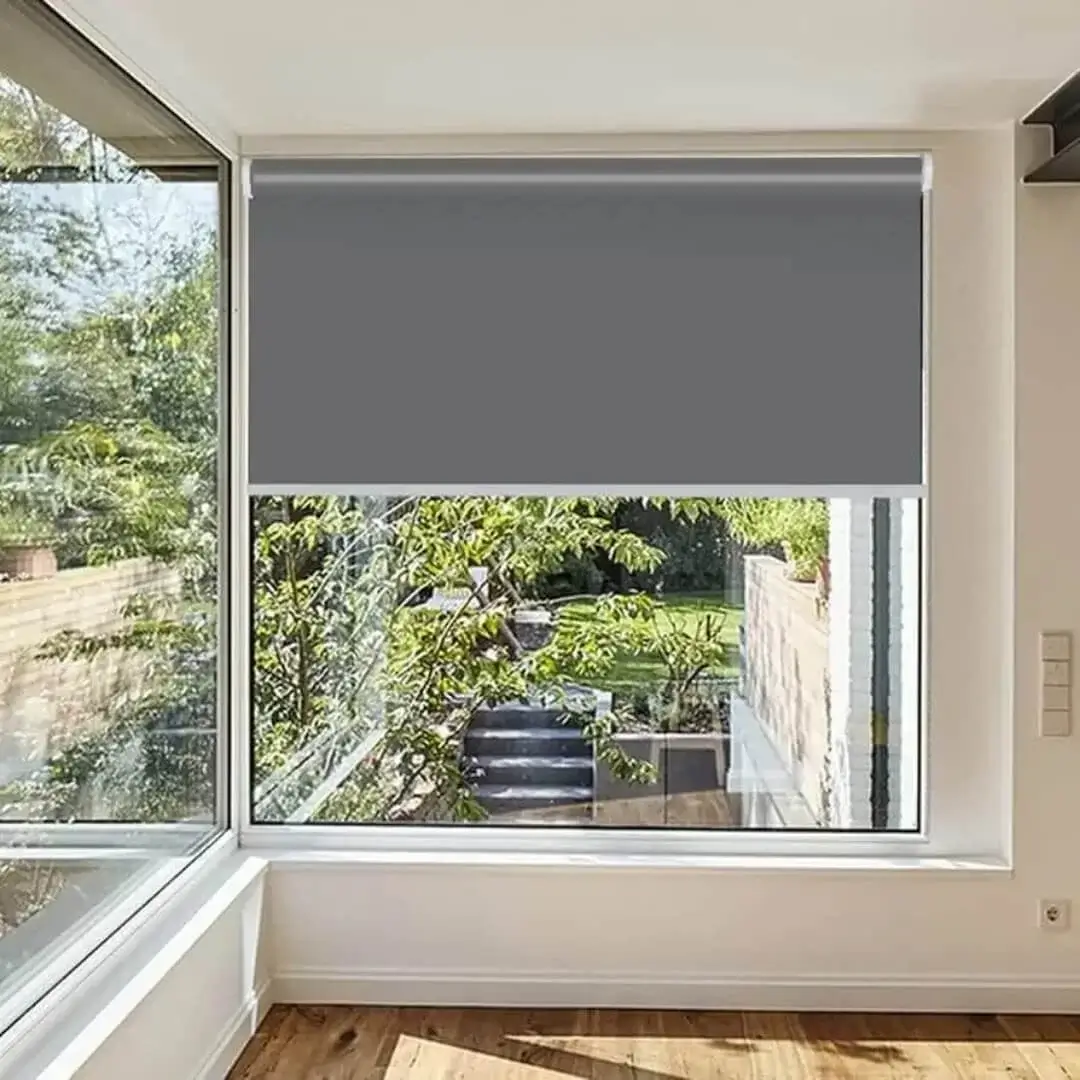 roller blinds for balcony, Roller blinds for balcony installed and fully functional, showcasing complete light blocking and weather-resistant durability—perfect for outdoor privacy and sun control