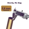 0.8 mm thick bronze curtain rod Close-up of metal curtain rod pole with highlighted text: '0.8mm thickness, sturdy and nos sag' - showcasing durable construction for long-lasting performance