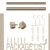 brown colour curtain rods and accessories brown finish curtain rod and accessories, Complete brown finish curtain rod set displayed with package contents: 2 end cap finials, 3 heavy-duty brackets, 2 adjustable rods, wall anchors, and screws. Text overlay highlights 'Package List'—everything needed for professional installation