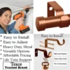 copper finish curtain rod with brackets copper finish curtain rods with brackets, Three-panel showcase: (1) DIY girl installing a copper colour curtain rod with a drill, (2) elegant end cap curtain rod design copper finish, and (3) close-up of heavy-duty steel brackets. Overlay text highlights: ‘Easy to install, corrosion-proof steel, versatile styles, affordable pricing, lifetime support, and Texce—a trusted brand