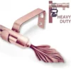curtain rod for heavy curtain heavy duty curtain rods, Three-panel durability showcase: (1) Rose gold curtain rod with leaf finial supporting 35 lbs weight (text: 'Heavy Duty'), proving luxury meets strength (3) Ideal for heavy blackout curtains.
