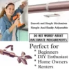 extendable curtain rod rose gold extendable curtain rod, DIY girl installing curtain rods with a drill—text highlights ‘Perfect for beginners, DIY enthusiasts, homeowners and renters!’ Features smooth telescoping rods, and easily adjustable design so you never worry about inaccurate measurements