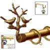 golden colour curtain rod with brackets golden decorative curtain rods with bird finial,Three-panel luxury gold curtain rod showcase: (1) Decorative leaf finials and brackets (elegant close-up), (2) Rod stress-tested with heavy weights (no bending), (3) Bracket load test—proving both opulent design and industrial strength for flawless performance