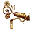 golden colour curtain rod with flower finials golden colour curtain rod with flower finials, Golden curtain rods with decorative flower finials – adjustable design for elegant window treatments. Perfect heavy-duty home decor upgrade with sturdy metal construction