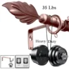heavy duty curtain rods for heavy curtains heavy duty curtain rods for heavy curtains, Three-panel durability showcase: (1) Rose gold curtain rod with leaf finial supporting 35 lbs weight (text: 'Heavy Duty, Thick and Sturdy'), proving luxury meets strength (0.8mm thick, 1-inch diameter). (2) Smooth telescoping adjustment (text: 'Simple and Smooth'). (3) Ideal for heavy blackout curtains.