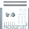 pewter grey finish curtain rods and accessories Complete grey pewter finish curtain rod set displayed with package contents: 2 decorative finials, 3 heavy-duty brackets, 2 adjustable rods, wall anchors, and screws. Text overlay highlights 'Package List'—everything needed for professional installation