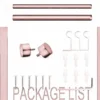 pink gold curtain rods and accessories Complete rose gold curtain rod set displayed with package contents: 2 decorative finials, 3 heavy-duty brackets, 2 adjustable rods, wall anchors, and screws. Text overlay highlights 'Package List'—everything needed for professional installation