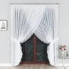rods for curtains rods for pencil pleat curtains, rods for pinch pleat drapes, A stylish living room with floor-length white pinch-pleat drapes hung on sleek chrome-finish curtain rods, framing a long door. Paired with a complementary wall painting, the space exudes a chic and inviting ambiance