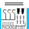 black curtain rod set black curtain rod set, curtain pipe set with accessories displayed with all included components: 2 decorative finials, 3 heavy duty brackets, 2 adjustable rods, wall anchors, and screws. Text overlay lists the 'Package List,' showcasing everything needed for professional installation.
