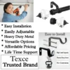 black curtain rod with crystal ends black curtain rod with crystal ends, Three-panel showcase: (1) DIY girl installing a curtain rod with a drill, (2) elegant black colour curtain rod with crystal ends, and (3) close up of heavy duty steel holder. Overlay text highlights: ‘Easy to install, easily adjustable, heavy duty metal, versatile option, affordable pricing, life time support, heavy load capacity, heavy duty steel, no corrosion and Texce—a trusted brand.