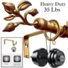 heavy duty curtain rods heavy duty curtain rods, curtain rods heavy duty, Two-panel proof of durability: (1) Gold curtain rod with leaf finial holding 33 lbs (0.8mm thick, 1-inch diameter)—text highlights 'Heavy Duty, Thick and Sturdy'. (2) Matching bracket stress-tested with heavy weights, showcasing unmatched strength. Luxury meets industrial performance