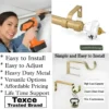 crystal curtain rod with holder crystal curtain rod with holder, Three-panel showcase: (1) DIY girl installing a curtain rod with a drill, (2) elegant gold colour curtain rod with crystal ends, and (3) close up of heavy duty steel holder. Overlay text highlights: ‘Easy to install, easily adjustable, heavy duty metal, versatile option, affordable pricing, life time support, heavy load capacity, heavy duty steel, no corrosion and Texce—a trusted brand.