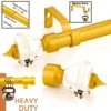 gold adjustable curtain rod with brackets heavy duty adjustable curtain rods and brackets, Four-panel product showcase: 1) Elegant gold curtain rod with diamond-shaped finial ends for a luxury window treatment. 2) Close-up demonstrating smooth telescoping adjustability with text 'easily adjustable, simple smooth mechanism' for perfect fitting. 3) Heavy-duty curtain bracket supporting significant weight with 'heavy duty' text highlight, emphasizing strength and durability. 3) Heavy duty curtain rods supporting significant weight with 'heavy duty' text highlight, emphasizing strength and durability.