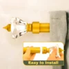 gold curtain pole with crystal finials gold curtain pole with crystal finials, Closeup of a gold adjustable curtain rod with crystal finial end