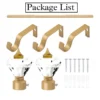 gold curtain rod kit with crystal ends gold curtain rod kit with crystal ends, curtain rod set showcase, complete curtain pipe set with accessories displayed with all included components: 2 decorative finials, 3 heavy duty brackets, 2 adjustable rods, wall anchors, and screws. Text overlay lists the 'Package List,' showcasing everything needed for professional installation.