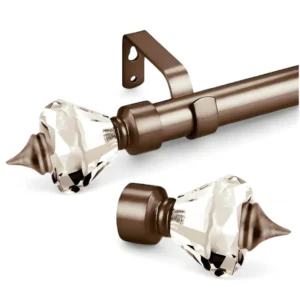 curtain rod with diamond - metallic brown colour curtain rod with fancy finials (diamond ends)