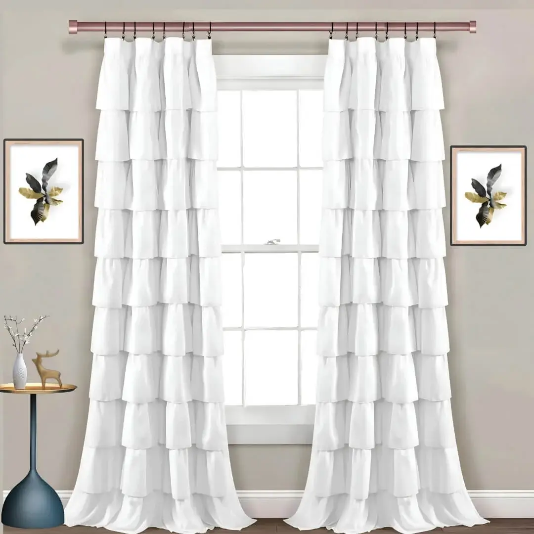 curtain rods for bed rooms curtain rods for apartment windows - Stylish living room with flowing white curtains on a drapery curtain rods paired with a side table and wall paintings—creating a chic, inviting ambiance.