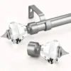 diamond curtain rod decorative drapery rods - metallic grey colour curtain rod with fancy finials (diamond ends)