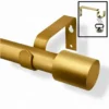 curtain rods and holders set curtain rods and holders set - Main image is of luxurious gold curtain rod and the second image is of curtain bracket holding heavy weight showcasing that the bracket is capable of holding heavy blackout curtains.