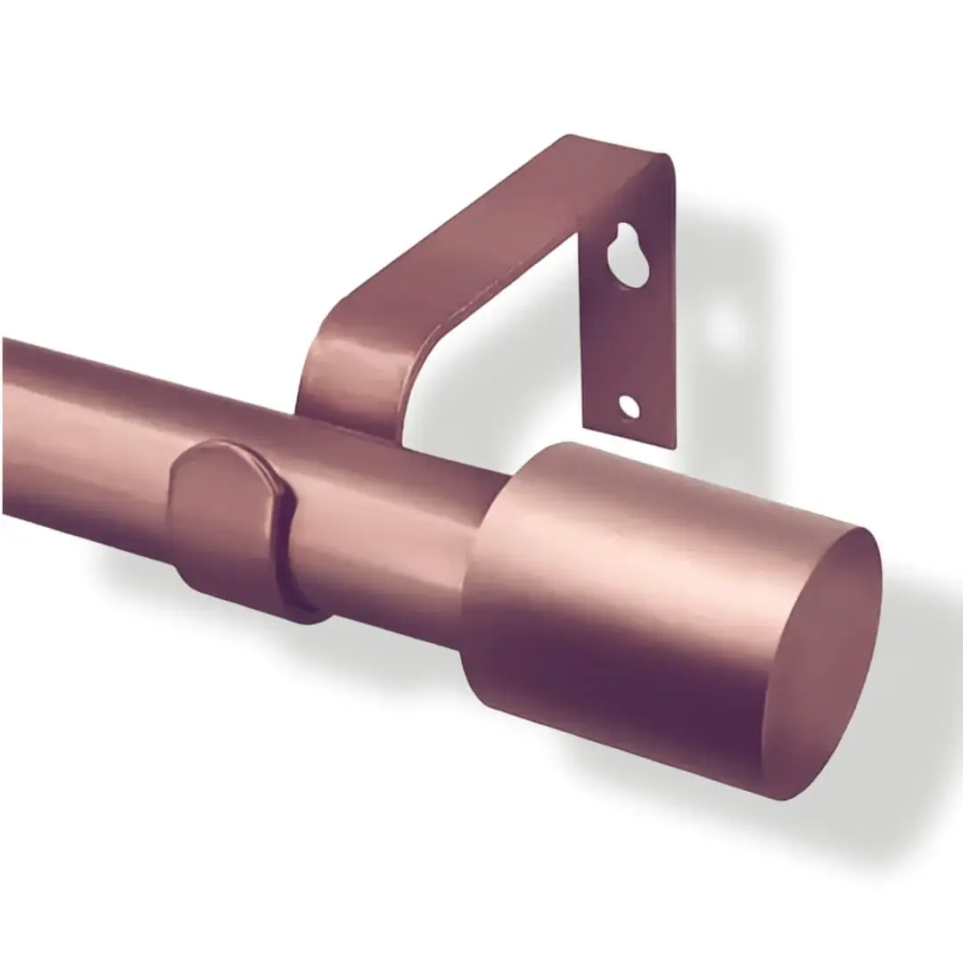 rose gold rods rose gold curtain rods - closeup of luxurious rose gold curtain rod and the second image is of curtain bracket holding heavy weight showcasing that the bracket is capable of holding heavy blackout curtains.