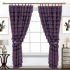 curtain rods metal curtain rods - purple curtains on a window elegantly styled with a rose gold adjustable metal curtain rods set featuring a decorative design, securely mounted with wall brackets and holder, creating a chic and inviting living room ambiance with wall art and side table, suitable for long window or door curtains.