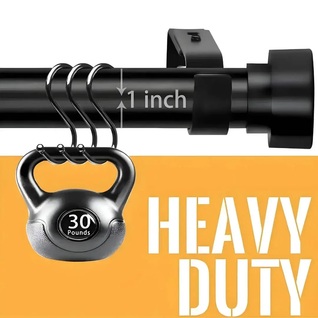 heavy duty rods heavy duty rods - main image of black curtain rod holding heavy weight showcasing its sturdy build